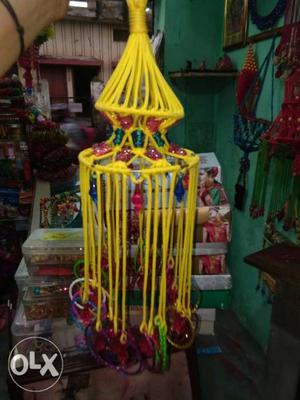 Yellow, Red, And Green Macrame