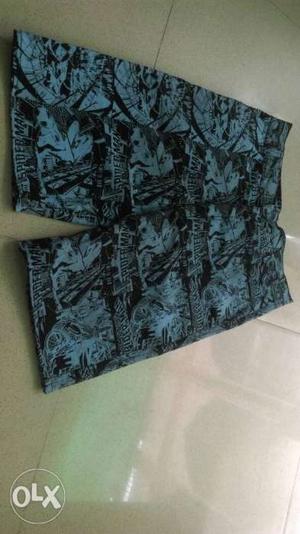 Black And Gray Floral Shorts