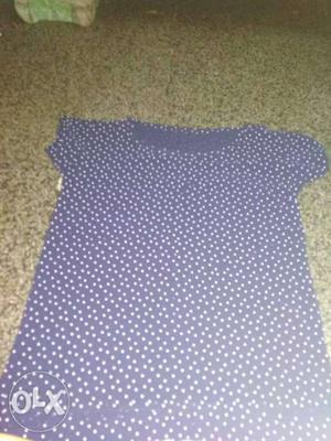 Blue And White Polka Dot Print Dress