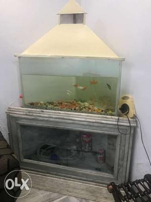 Fish aquarium with marbel stand and hood