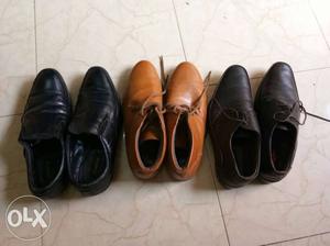 Four Pairs Of Black And Brown Leather Shoes