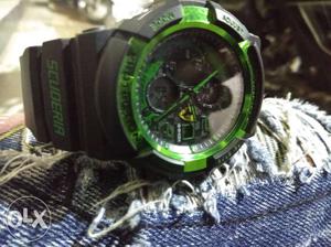 G shock... Round Green And Black Chronograph Watch