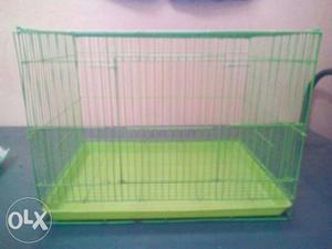 Green colour bird cage for sale It has three