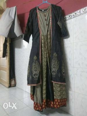 New Black and Brown Long Dress, XXL Size