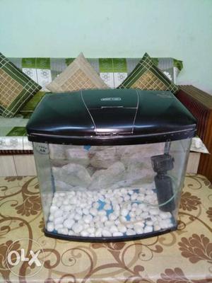 New aquarium with with stones, filters, net to