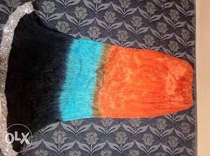 Orange black Blue Floral Textile
