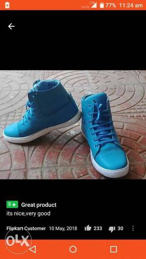 Pair Of Blue High-top Sneakers