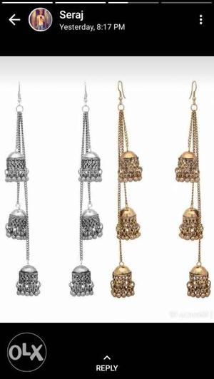 Pairs Of Gold-colored And Silver-colored Earrings