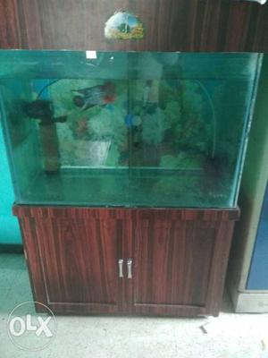 Rectangular Fish Tank And Wooden Cupboard Stand