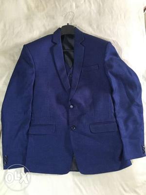 Three piece blazer suit royal blue color with