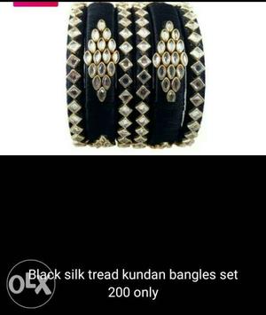 Black silk thread bangles set of 6