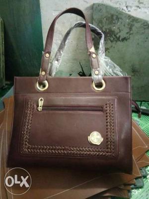 Brown Leather Tote Bag With Wallet