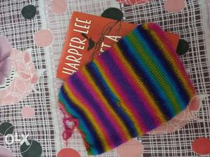 Colorful crochet booksleeve