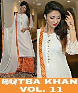 Designer rutba khan orange n white new plazzo kurti n