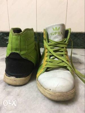 Green Supra High ankle length shoes Size-7