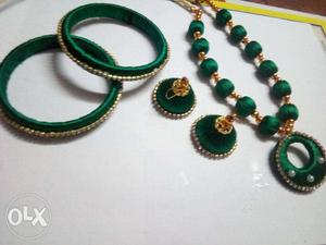 Home made.. thread bangles, neckless, earing..