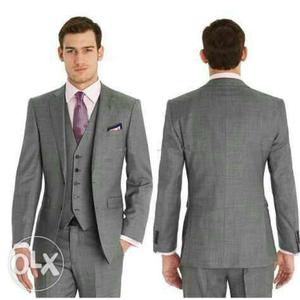 Men's Gray Notched Lapel Suit Jacket