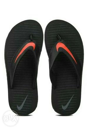 Pair Of Black Nike Flip-floops