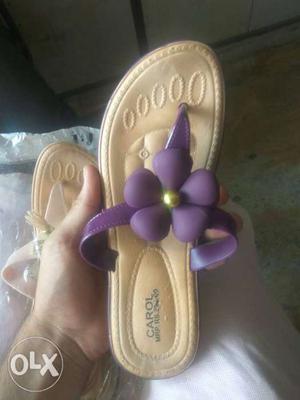 Pair Of Brown-and-purple Sandals