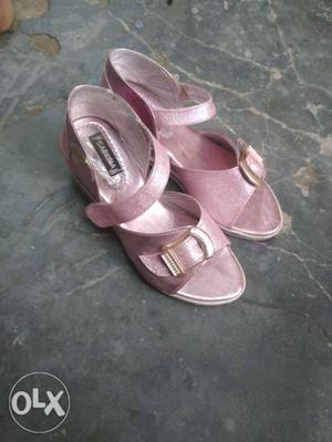 Pair Of Pink Open-toe Ankle Strap Sandals