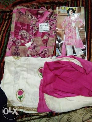 Pink n white plazo suit with duppta