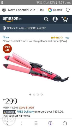 Red And Black Hair Curler and strightener