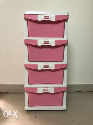 Red And White Plastic 4-drawer Chest