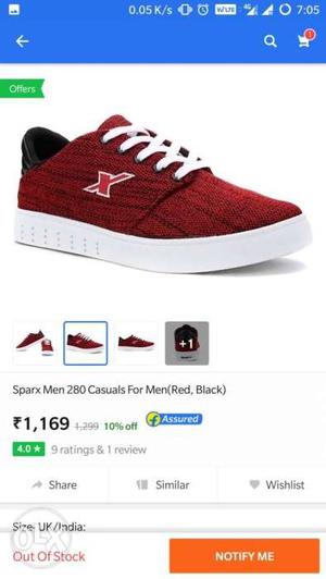 Red And White Sparx Low-top Sneaker Screenshot