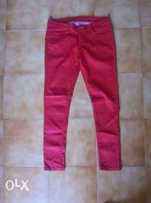 Red colored jeans waist 32 inches good in