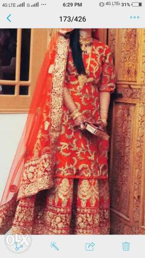Red coloured beautiful heavy bridal lehanga