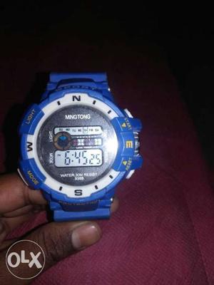 Round Blue And White Casio G-Shock Digital Watch