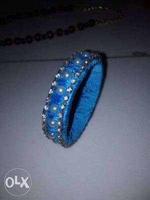 Silk thread bangle with diamond chain or pearl