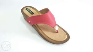 Unpaired Brown And Red Leather Sandal