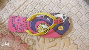 Unpaired Pink And Purple Flip-flop