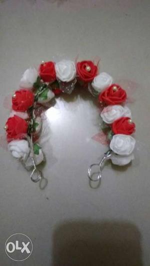 White And Red Floral Headband