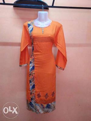 Women's Orange And Blue Traditional Dress