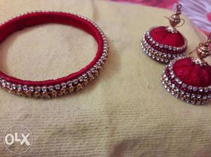Women's Red Jhumka Earrings