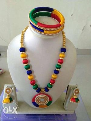 Yellow, Red, And Green Beaded Necklace
