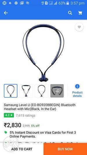 Black And Blue Samsung Level U Bluetooth Neckband Screenshot