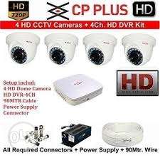 Cp plus cctv set with four hd cameras, 15.6 inch led screen,