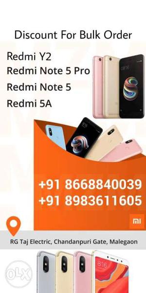 Redmi Note 5 Pro| Y2| 5A| Mi Mobiles with All Color