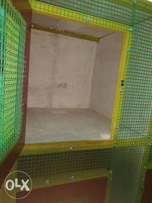 White And Green Wooden Breeding Cage