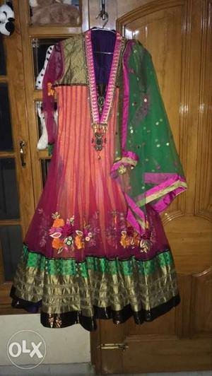 Heavy frock style suit with dupatta