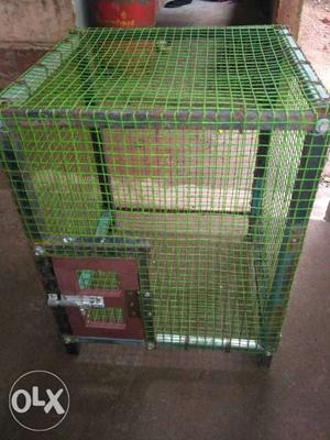 Homemade birds cage using metal frame and wooden