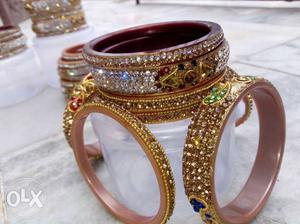 Jeweled Gold-colored Bangle Lot