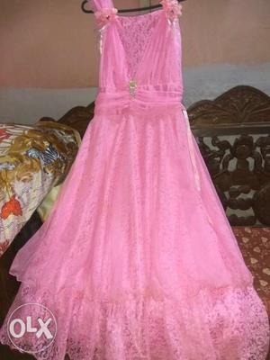 Long frocks for girls, colour pink, fabric:net