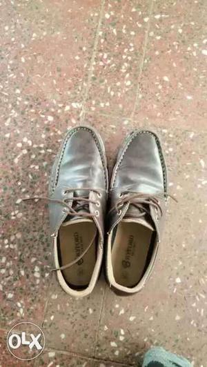 Pair Of Gray Leather Boat Shoes