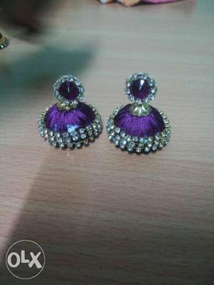 Pair Of Women's Purple Drop Earrings