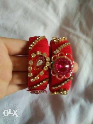 Pretty red silk thread bangles