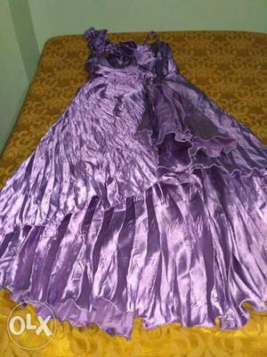 Purple Floral Spaghetti Strap Dress
